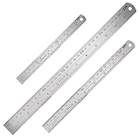 2 Pack Stainless Steel Ruler Machinist Engineer Ruler, Rigid Metal Ruler  with Inch Graduations for Engineering, School, Office, Architect, and