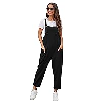Flygo Women's Casual Cotton Overalls Wide Leg Loose Fit Jumpsuit Baggy Rompers with Pockets