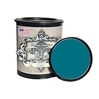 ALL-IN-ONE Paint, Capri (Green Teal), 32 Fl Oz Quart. Durable cabinet and furniture paint. Built in primer and top coat, no sanding needed.