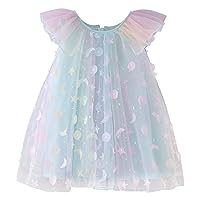 Baby Girl Toddler Girls Sleeveless Rainbow Star Sequin Tulle Ruffles Princess Dress Dance Gowns for Girls Party