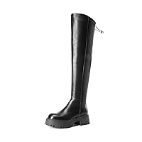DREAM PAIRS Women's Platform Over The Knee Boots Lug Sole Round Toe Thigh High Long Chunky Block Heels Fall Boots
