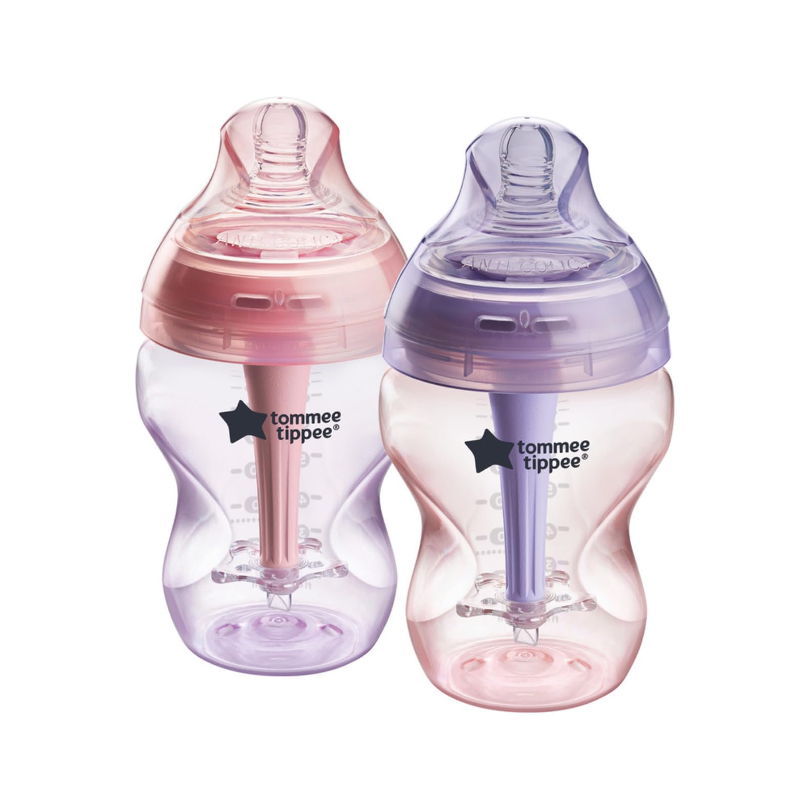 Tommee Tippee Baby Bottles, Advanced Anti-Colic Baby Bottle with Slow & Medium Flow Breast-Like Nipple, 5oz, 0m+, Baby Feeding Essentials, Pack of 1