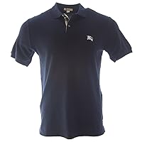 BURBERRY Brit Mens Short Sleeve nova Check Placket Polo Shirt (XX-Large, Dark Navy)