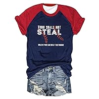 Thou Shall Not Steal Unless You Can Beat The Throw Baseball Mom Shirts for Women Short Sleeve Letter Print Tee Tops