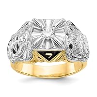 14k Yellow Gold Closed back Channel set Not engraveable Diamond mens Masonic ring Size 10 Jewelry for Men