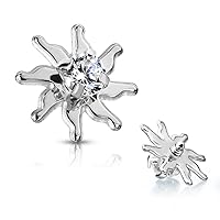 (1 Piece) Dermal Top with Clear CZ Centered Tribal Sun Surgical Steel (14g)