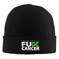 Fuck Lymphoma Cancer Lime Green Ribbon Unisex Warm Winter Hat Knit Beanie Skull Cap Cuff Beanie Hat Winter Hats