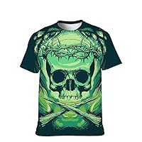 Mens Novelty-Graphic T-Shirt Cool-Tees Funny-Vintage Short-Sleeve Crazy Skull Hip Hop: Youth Boyfriend Unique