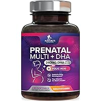 Women's Prenatal Multivitamin with Folic Acid & DHA, Prenatal Vitamins w/ Folate, Omega 3, Vitamins D3, B6, B12 & Iron, Pregnancy Support Prenatal DHA Supplement, Non-GMO Gluten Free - 240 Softgels