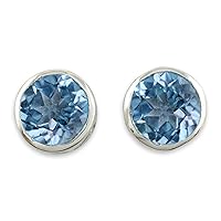 NOVICA Artisan Handmade Blue Topaz Stud Earrings .925 Sterling Silver Jewelry India Birthstone 'Spark of Life'