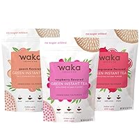 Waka — Unsweetened Instant Tea Powder 3-Bag Combo — 100% Tea Leaves — Raspberry Flavored, Peach Flavored, Pomegranate Flavored, 4.5 oz Per Bag