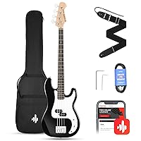 Donner Electric Bass Guitar 4 Strings Full-Size Standard Bass PB-Style Beginner Kit Black for Starter with Free Online Lesson Gig Bag Guitar Strap and Guitar Cable, DPB-510D