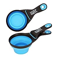 Doggyway 3-In-1 Dog Food Scooper, Bag Clip and Measuring Cup, Collapsible Pet Food Scoop for Travel Camping, 1 Cup Capacity (Scoop There It Is Blue)