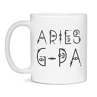 Jaynom Aries Coffee Mug for G-Pa | Zodiac Birthday Ceramic Tea Cup, 11-Ounce White