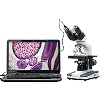 AmScope B120C-E1 40X-2500X LED Biological Binocular Compound Microscope with 3D Double Layer Mechanical Stage + 1.0 MP USB Digital Camera Imager