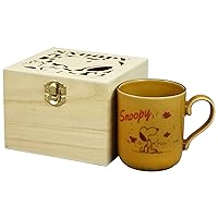 Yamaka Shoten Peanuts SN922-11H Mug, Approx. 10.1 fl oz (300 ml), Wooden Box, Microwave Safe, Retro, Snoopy Brown, Made in Japan