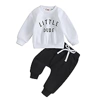 Toddler Baby Boy Fall Winter Clothes Letter Print Crewneck Long Sleeve Sweatshirt Tops Casual Pants Set 2Pcs Outfits