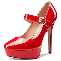 Castamere Women Stiletto High Platform Heel Round Toe Mary Jane Pumps Slip-on Classic Cute Dress 5.1 Inches Heels