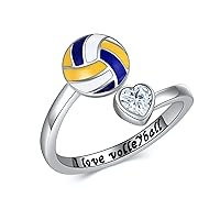 Sterling Silver Adjustable Volleyball/Mommy of Angel Rings Memorial Jewelry Gift for Women