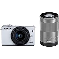 Canon EOS M200 Mirrorless Digital Camera Dual Lens Kit (White) (International Model) (Renewed)