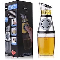 Superior Glass Oil and Vinegar Dispenser, Measuring Oil Pourer for Kitchen, Clear Glass Oil Bottle with Scale, 8.5 Oz