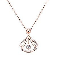 RVLA 18k Rose Gold Natural Diamond Happy Smile Pendant Necklace, 18”(16