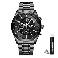 BOSCK Casual Mens Watches No Chronograph, Fashion Sport Mens Wristwatches with Stainless Steel,30M Waterproof Quartz Mens Wrist Watches,Analog Quartz Business Wrist Watch for Men