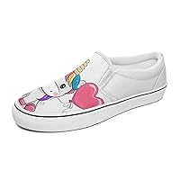 Cat Unicorn on Sweet Pastel Women's and Man's Slip on Canvas Non Slip Shoes for Women Skate Sneakers (Slip-On)