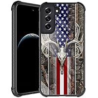 CARLOCA Case Compatible with Samsung Galaxy S22 Case,American Flag Camo Deer Skull Case for Galaxy S22 Boys Men,Anti-Scratch Soft TPU Case for Samsung S22 Case 6.1-inch Flag Camo Deer Skull