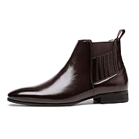 Men's Chelsea Boots Leather Classic Elastic Slip On Chukka Ankle Boots for Men