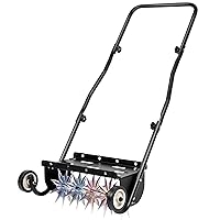18-Inch Push Spike Aerator, Heavy Duty Rolling Lawn Aerator, Rotary Spike Lawn Aerator, Manual Lawn Aeration Equipment with Steel Handle, Suitable for Lawn, Garden, and Yard Grass Aeration