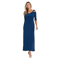 R&M Richards Womens Plus Metallic Surplice Evening Dress