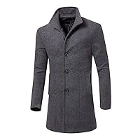 XUNRYAN Teen Boys Trench Coats Long Wool-Blend Peacoats Classic Jackets Winter Fashion Coats Outerwear with Pockets