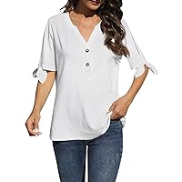 Women's T Shirt Tee Solid Color Daily Going Out Short Sleeve Fashion V Neck Elegant Regular Fit Summer Tops