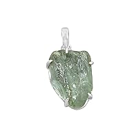 Silvesto India 925 Sterling Silver Natural Aquamarine Rough Gemstone Pendant Handmade Jewelry Raw Silver Jewelry For Girls