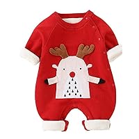 Christmas Baby's Elk Printed Rompers,Autumn and Winter Thickened Knitted Sweaters