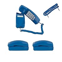 iSoHo Phones Bundle of 3 Blue Landline Phones with 15ft Curly Cord - Perfect for Office, Business, and Home