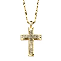 14k Yellow Gold Plated 925 Sterling Silver 0.35 Ct Round Cut White Diamond Cross Pendant for Men's