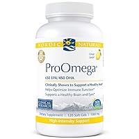 Nordic Naturals ProOmega, Lemon Flavor - 120 Soft Gels - 1280 mg Omega-3 - High Potency Fish Oil with EPA & DHA - Promotes Brain, Eye, Heart, & Immune Health - Non-GMO - 60 Servings