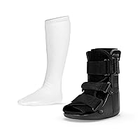 BraceAbility Short Walker Boot + Replacement Sock Liner Bundle - Complete Orthopedic Support for Broken Toe, Ankle Injuries, and Foot Post-Op Recovery for Men and Women (M)