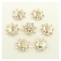 NIUK 10pcs Rhinestone DIY Applique Metal Button Swimsuit Sandals Jewelry Flats for Wedding Gifts Upholstery 15mm 0920 (Color : Gold)
