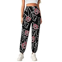 Love Paw Heart Women's Casual Yoga Lounge Pants with Pockets High Waisted Workout Jogging Pant