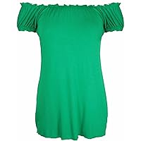 Women's Plus Size Off Shoulder Boho Gypsy Top Jade Green 14