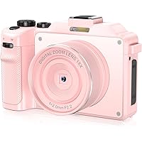 4K Digital Camera for Photography and Video Auto-Focus, 56MP Anti-Shake Vlogging Camera with 18X Digital Zoom, Flash, Compact Travel Camera with 64GB TF Card, 2 Batteries and Battery Charger