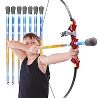 Fiberglass Bow & Arrow Archery Set with LED Flash Lights, 8 Arrows, Bow and Arrow for Kids 8-12 Fun Toys for Boys Girls Kids Crossbow Indoor & Outdoor Toys Shoots Over 100 Feet