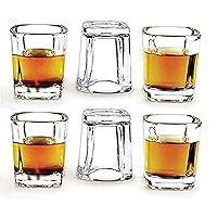 Circleware Swanky Heavy Base Whiskey Shot Glasses, Set of 6, Party Home Entertainment Dining Beverage Drinking Glassware for Brandy, Liquor, Bar Decor, Jello Cups, 2.2 oz, Clear