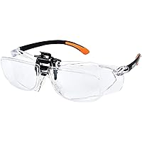 Carson Scratch Resistant Polycarbonate 1.5x Power (+2.5 Diopter) Protective Magnifying Safety Glasses with Clip-on, Flip-Up Lens System, Clear (VM-20)