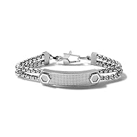 Bulova Men's Precisionist Stainless Steel Double-Chain Link with Knurled Texture ID Plaque Bracelet