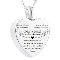 misyou Cremation Jewelry Urn Necklace for Ashes Memorial Pendant Ashes Keepsakes Jewelry for Ashes,Friendship Pendant, Best Friend Necklace, Friend Charm, Best Friends, Charm Necklaces