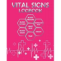 Vital Signs Log Book: all vital signs Weight, Heart rate, Temp, Blood sugar, Blood pressure & Oxygen Level in one place. It is a personal health record keeper